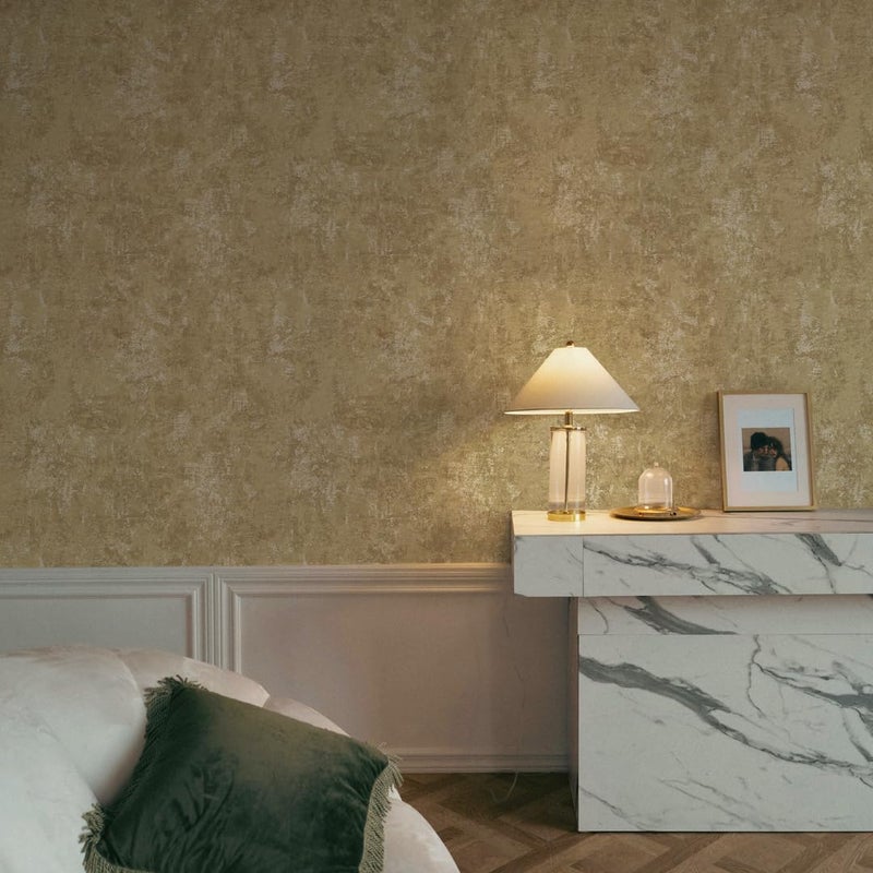 Tempaper Metallic Gold Distressed Gold Leaf Removable Peel and Stick Wallpaper, 20.5 in X 16.5 ft, Made in the USA - Image 2